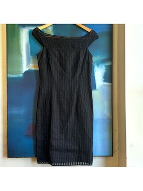 Milly black off the shoulder textured sheath dress Sz Sm 4 / 6